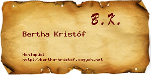 Bertha Kristóf névjegykártya